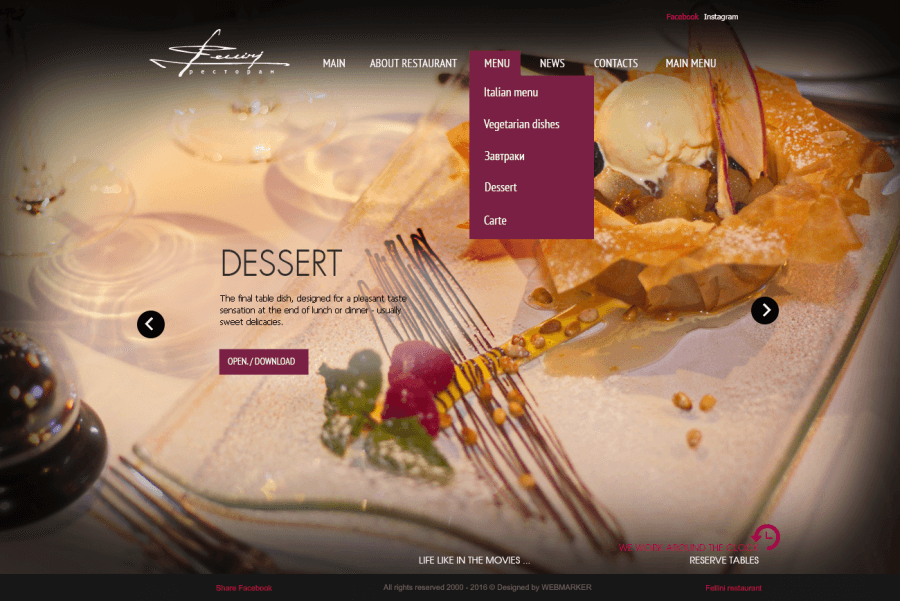 Web design restaurant