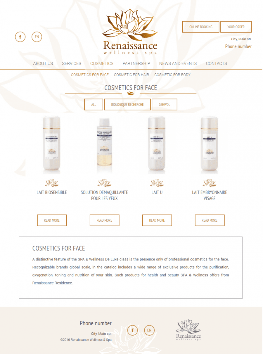 Web design spa wellness